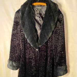 Fuzzy faux fur dress coat